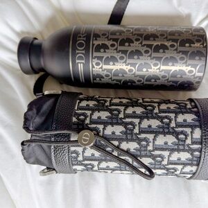 Dior Black and Gray Water Bottle with Case